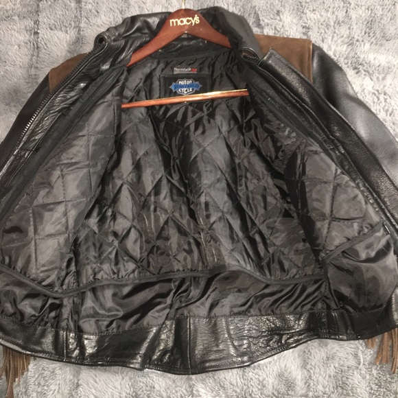 VINTAGE NWT Genuine Buffalo Leather Motorcycle Jacket Womens Brn/Blk Small - Picture 8 of 16